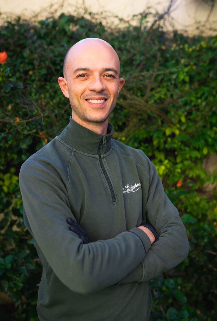 Matteo nei campi dell’azienda agricola